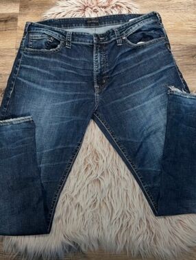 Mens Silver Jeans Dark Blue Jeans W40/L30